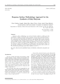 Response Surface Methodology Approach for the Synthesis of Ethyl Butyrate