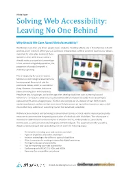 Solving Web Accessibility: Leaving No One Behind