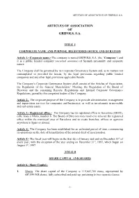 Articles of Association of Grifols, S.A