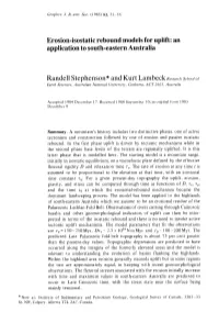 Erosion-Isostatic Rebound Models for Uplift: an Application to South-Eastern Australia
