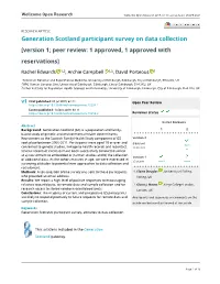Generation Scotland Participant Survey on Data Collection [Version 1; Peer Review: 1 Approved, 1 Approved with Reservations]