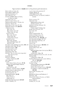 Page Numbers in Bold Refer to the Primary Park Description