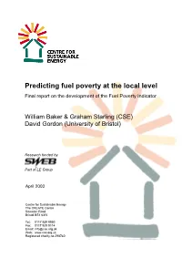 Predicting Fuel Poverty at the Local Level