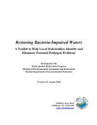 Restoring Bacteria-Impaired Waters a Toolkit to Help Local Stakeholders Identify and Eliminate Potential Pathogen Problems