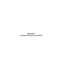 Appendix G Comments Received on the DEIS
