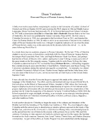 Ehsan Yarshater Dean and Doyen of Persian Literary Studies