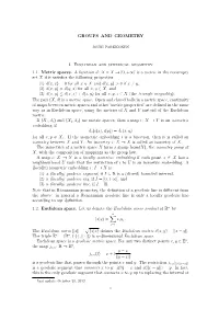GROUPS and GEOMETRY 1. Euclidean and Spherical Geometry
