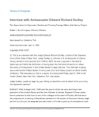 Interview with Ambassador Edward Richard Dudley