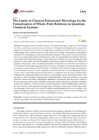 The Limits of Classical Extensional Mereology for the Formalization of Whole–Parts Relations in Quantum Chemical Systems