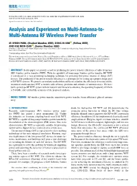 Analysis and Experiment on Multi-Antenna-To-Multi-Antenna RF WPT