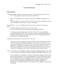 Burbedge, Johnson, Wise, Yuan 1 Annotated Bibliography Primary Sources “1986: Space Shuttle Challenger Disaster Live on CNN. 2