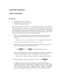 Chapter Fourteen Acids and Bases
