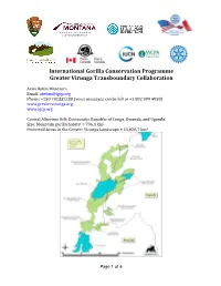 International Gorilla Conservation Programme Greater Virunga Transboundary Collaboration