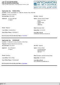 LIST of DECISIONS MADE for 30/12/2019 to 03/01/2020 Listed by Ward, Then Parish, Then Application Number Order