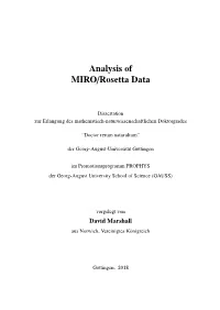 Analysis of MIRO/Rosetta Data