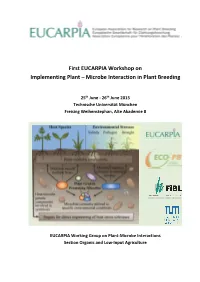 First EUCARPIA Workshop on Implementing Plant – Microbe Interaction in Plant Breeding