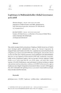 Legitimacy in Multistakeholder Global Governance at ICANN