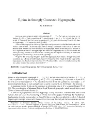T-Joins in Strongly Connected Hypergraphs
