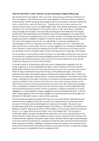 'Also the Holy Ghost': Some Reflections on Pneumatology In
