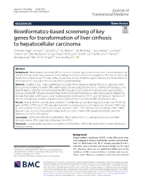 Bioinformatics-Based Screening of Key Genes for Transformation of Liver