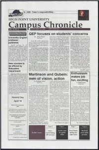 QEP Focuses on Students' Concerns Martinson and Qubein: Men Of