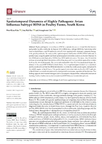 Spatiotemporal Dynamics of Highly Pathogenic Avian Influenza Subtype H5N8 in Poultry Farms, South Korea
