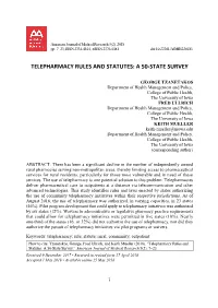 Telepharmacy Rules and Statutes: a 50-State Survey