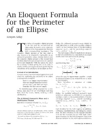 An Eloquent Formula for the Perimeter of an Ellipse Semjon Adlaj