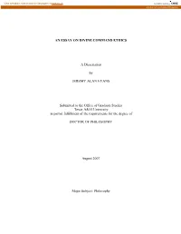 AN ESSAY on DIVINE COMMAND ETHICS a Dissertation by JEREMY