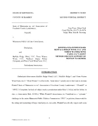 Buffalo Ridge Three Waters Memo in Support of Motion to Dismiss