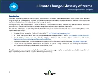Climate Change-Glossary of Terms Climate Change Committee, Spring 2018