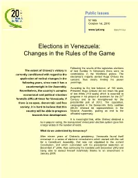 Elections in Venezuela: Changes in the Rules of the Game