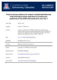 Fluid Inclusion Evidence for Impact‐Related Hydrothermal Fluid And