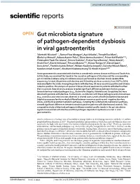 Gut Microbiota Signature of Pathogen-Dependent Dysbiosis in Viral Gastroenteritis