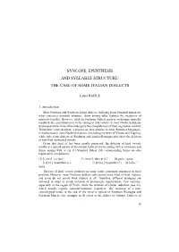 Laura Bafile. Syncope, Epenthesis and Syllable Structure