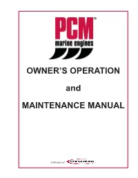 OWNER's OPERATION and MAINTENANCE MANUAL