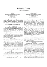 Primality Testing a Survey of Techniques