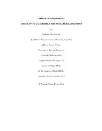 Speculative Game Design for Nuclear Disarmament