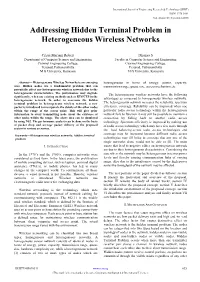 Addressing Hidden Terminal Problem in Heterogeneous Wireless Networks