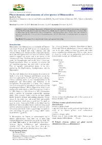 Phytochemistry and Taxonomy of a Few Species of Mimosoideae Geetha G