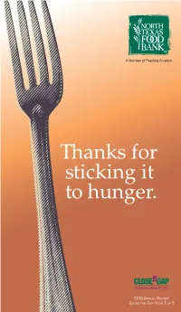 Thanks for Sticking It to Hunger
