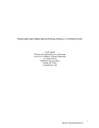 Women and Gender Studies Internet Reference Resources: a Critical Overview