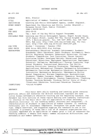 Application of Number. Teaching and Learning. INSTITUTION Learning and Skills Development Agency, London (England)