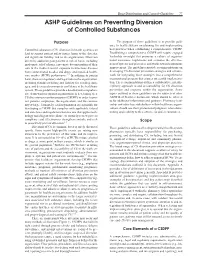 ASHP Guidelines on Preventing Diversion of Controlled Substances