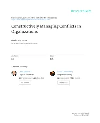 Constructively Managing Conflicts in Organizations
