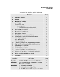 Guidelines for Sensitive and Critical Areas