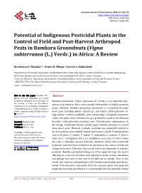 Potential of Indigenous Pesticidal Plants in the Control of Field And