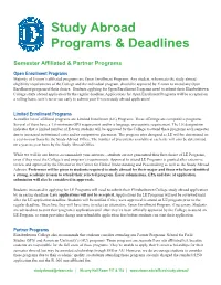 Study Abroad Programs & Deadlines