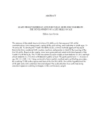 THE DEVELOPMENT of a LIFE SKILLS SCALE Hillary Ayn Greene