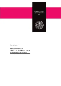 Determinants of the Local Acceptability of Wind Power in Finland
